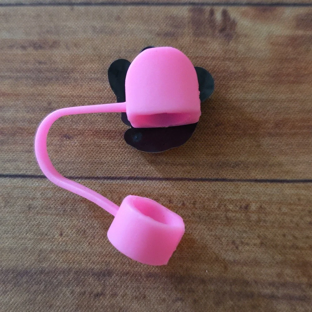 Girl Mouse Face Straw Topper Silicone 10mm/0.4 in Cap Accessory